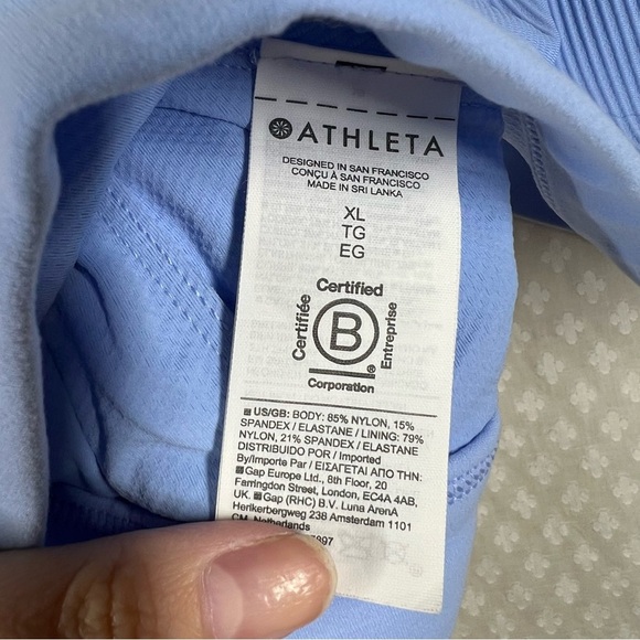Athleta Light Blue Exhale Ribbed Sports Bra - Picture 3 of 6